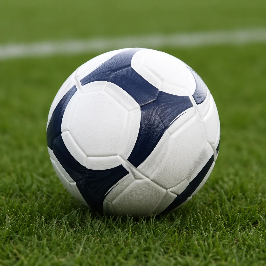 Close up shot of a generic official football match ball placed on well-maintaine